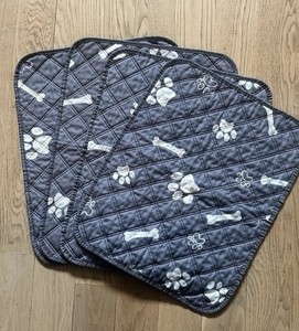 Set of 4 16”x20” Reusable Dog Training Pads with Bone and Paw Print Design