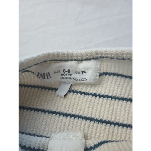 Zara Stripped Thermal Set Outfit Infant Size 6-9 Months White Blue Pull on - Picture 3 of 5