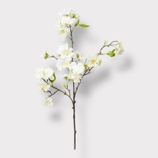 Artificial Cherry Blossom Flowers. White. 40 Inch Long. Bundle Of 3. K2