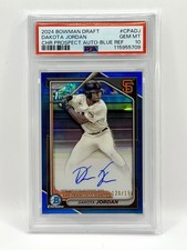 Dakota Jordan 2024 Bowman Chrome Draft 1st True Blue Refractor Auto /150 PSA 10