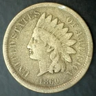 1860 Indian Head Copper Nickel Penny One Cent 1c US GOOD Condition CN Coin