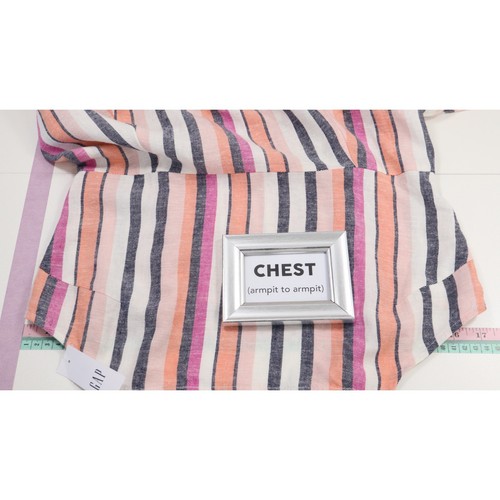 NWT Gap Linen Blend Fit & Flare Mini Cami Dress M Pink White Stripe Beach Summer - Picture 10 of 13