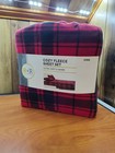 New R+R Cozy Fleece King Set 1 Flat 1 Fitted Sheet 2 Pillowcase Buffalo Plaid