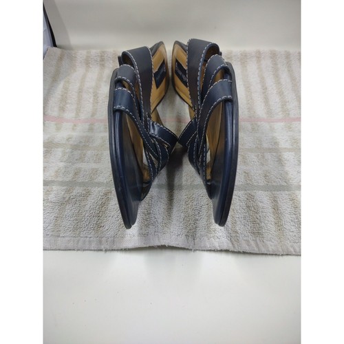 ETIENNE AIGNER navy blue Leather Slides Womens Shoes Size 7.5M Style HOUSTON - Picture 6 of 9