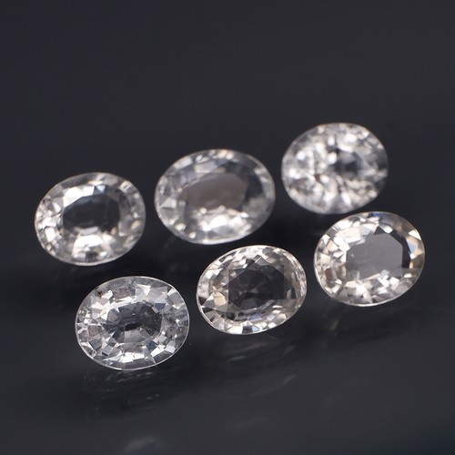 Oval 8x6 to 9x7mm.Natural White Topaz Africa Full Sparkling 6Pcs/11.38Ct. - Picture 2 of 6