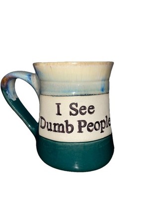 Tumbleweed Pottery I See Dumb People Coffee Mug Hand Painted Stoneware