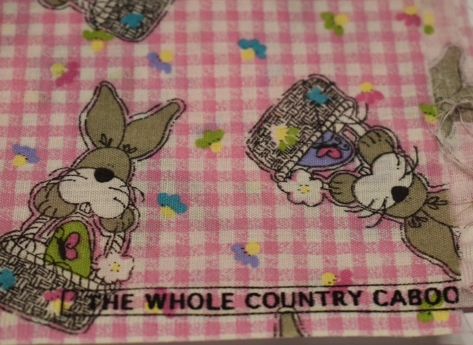 Whole Country Caboodle COTTON FABRIC 1/2 yard x 45" EASTER BUNNY rabbit GINGHAM - Image 3 of 4