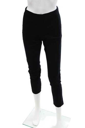 Theory Damen Baumwolle Rücken Reißverschluss Samt Skinny Bein Hose Einfarbig Schwarz Größe 0
