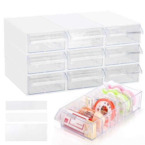 9 Pack Drawer Stacking Storage Cabinet, Plastic Desktop Drawer Closet, Small - Picture 2 of 8