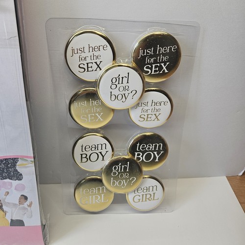 Gender Reveal Party Supplies - Balloon Drop Bag, Buttons, Garland - Boy or Girl - Picture 4 of 5
