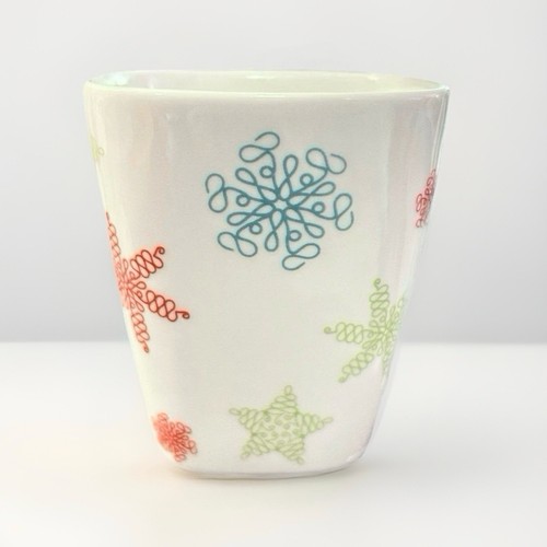 Starbucks 2005 Christmas Mug Square Stars & Snowflakes - Picture 3 of 5