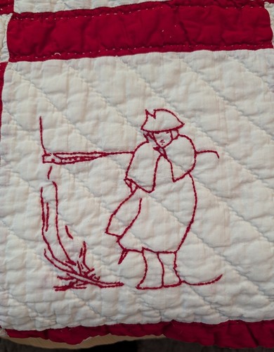 Rotarbeit Kolonial bestickt Quilt Anfang 1900 Zwilling 83x67 - Bild 6 von 21