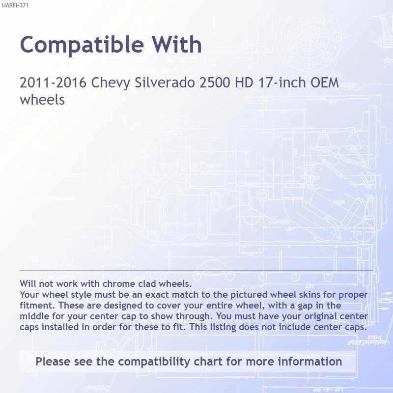 4 cubiertas de rueda cromadas de 17" 8 orejetas tapacubos para Chevy Silverado 2500 3500 HD Foto 3 de 4