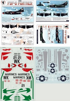 Eagle Strike Decals 1/48 F9F-5 Panther VMA-223 Bulldogs VMA-224 VMFT-20 (USMC)