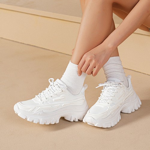 Women's Chunky Platform Fashion Sneakers Lace-Up Lightweight Athletic Shoes