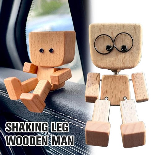 Decorazione Figura Uomo in Legno Scuotitore,Bambola in Legno con Piedi Scuotitori - Foto 7 di 14
