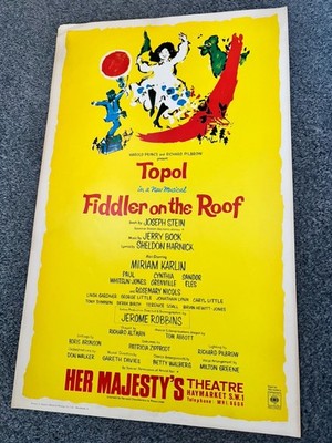 Fiddler On The Roof Topol Her Majesty s Theatre Poster 1960s Original