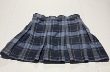 Lands' End Girls Plaid Pleated School Uniform Skirt Adjustable Waist sz 7