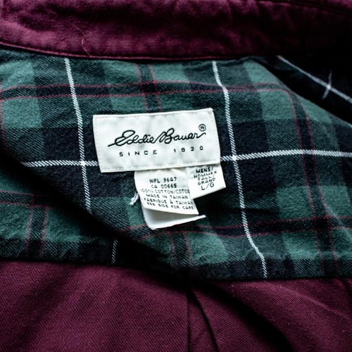 EDDIE BAUER Maroon Burgundy Red Solid Men Button-Down Shirt Size L - Picture 2 of 10