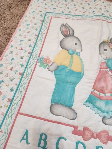 Vintage Hase ABC Blumen Pastell Krippe Baby Decke 43,5" x 32,5" - Bild 5 von 8