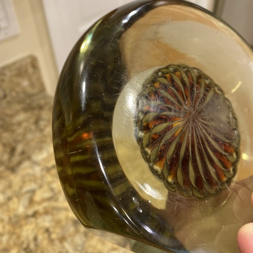 Vintage Art Glass Pin Wheel Paperweight Bookends Fornasa Spiral Nautical Pair - Picture 9 of 24
