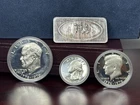 1 oz Patric Mint + 1976 S Silver Proof Set 1$ 50¢ 25¢ Patriotic Silver Lot!
