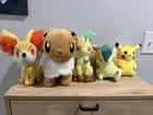 Pokemon Plush Lot of 5 Pikachu Eevee Leafeon Cyndaquil Fennekin Vintage Toy