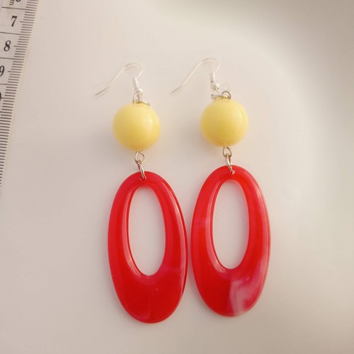 Statement Oval Drop Earrings Large Cut-outs Hoops Women's Fun bright earrings - Picture 18 of 20