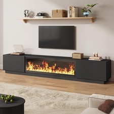 94.5" Black Fireplace Tv Stand with 47 inch Electronic Fireplace, Unheated Enter