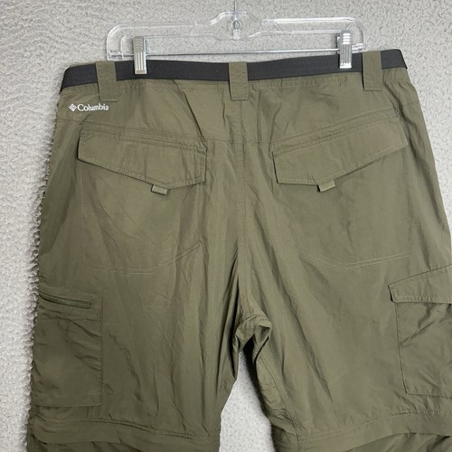 Columbia Convertible Cargo Pants Men 38x28 Green Nylon Omni Shade Hiking Outdoor - Picture 4 of 15