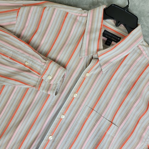 Cutter & Buck Shirt Mens 2XT Orange Brown Pink Striped Button Down Casual Dress - Picture 1 of 16