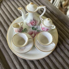 Vintage Miniature 10 Piece Porcelain Tea Set - No Chips; No Cracks - Japan