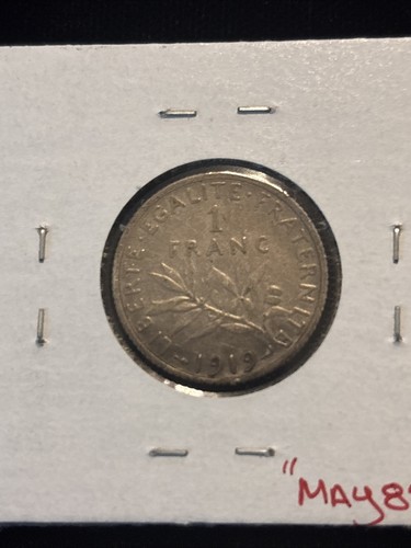 1919 France Franc Silver Circulated “may85” French 1 Franc - Picture 16 of 22