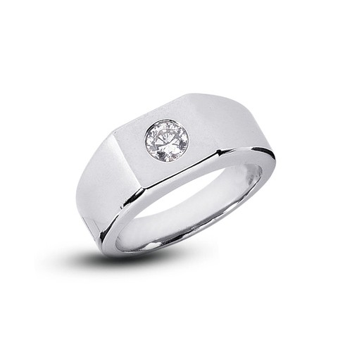 0.29ct I VS2 Round Cut Earth Mined Certified Diamond 950 PLT. Classic Men's Ring - Picture 3 of 3