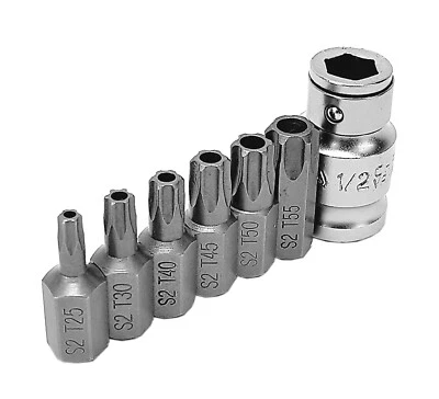 YATO Schraubendreher Torx Bitsatz 7-tlg Bit mit Loch Bohrung T25 T30 T40 T45 T50 T55