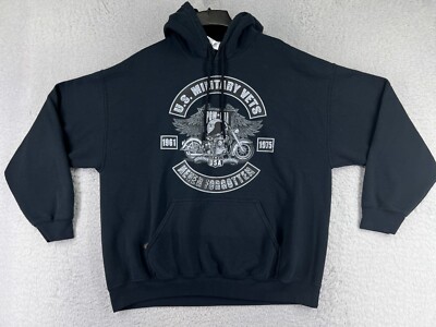 US Military Vets Hoodie Adult Extra Large Black Motorcycle POW MIA Pocket READ