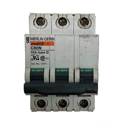 Merlin Gerin Multi9 C60N Circuit Breaker 3P 480VAC 15A 17471