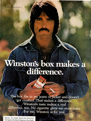 1976 Print Ad Winston Cigarettes Box Makes A Difference fits in my jeans  jacket