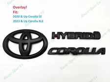 OVERLAY Matte Black Rear Toyota Logo Corolla Hybrid Emblem Fit 2020+ Corolla