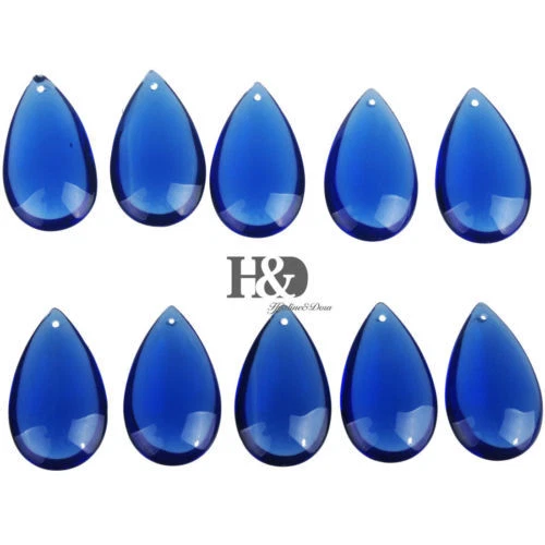 20pc Blue Chandelier Glass Crystal Lamp Prisms Parts Hanging Drops Pendants 50mm - Picture 2 of 3