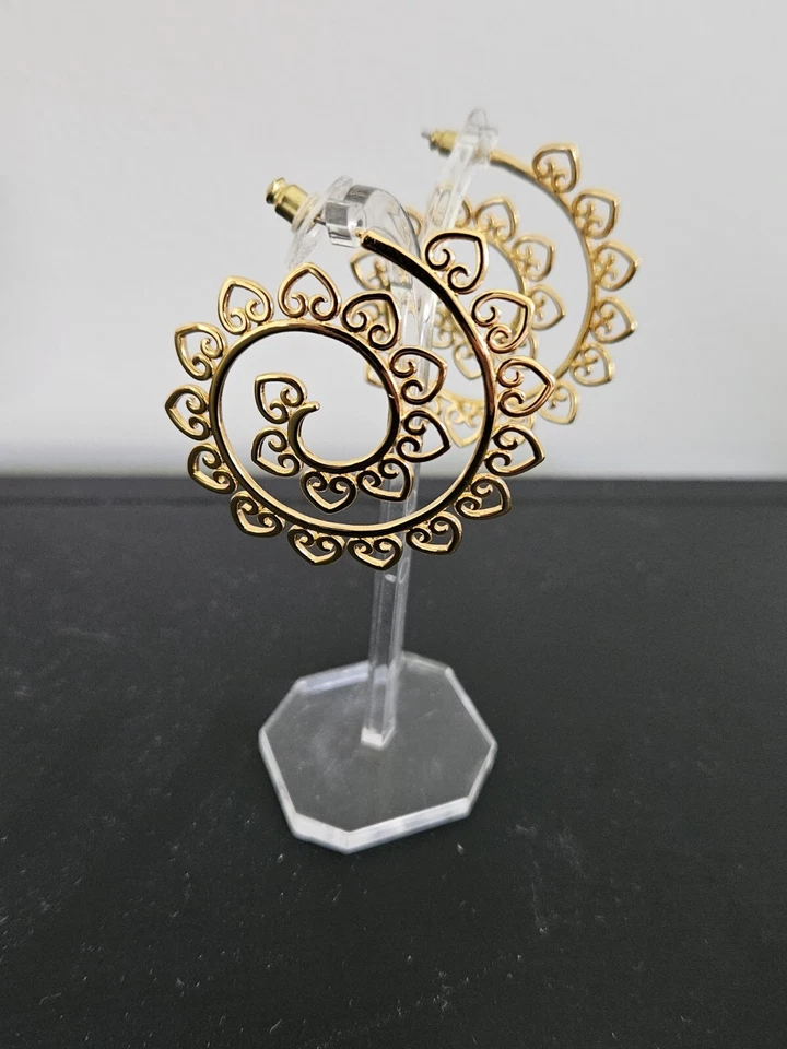 Ohrringe Messing Gelb Vergoldet Creolen 50mm Durchmesser Ohrstecker