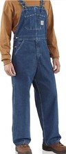 NWT Carhartt Men's Washed-Denim Unlined Bib Overalls Blue Size 50x30 Retail 130