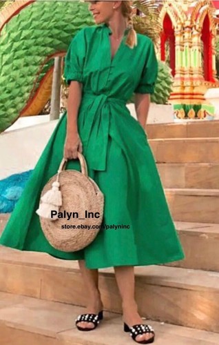 LAST _ NWT ZARA GREEN MIDI DRESS WITH 