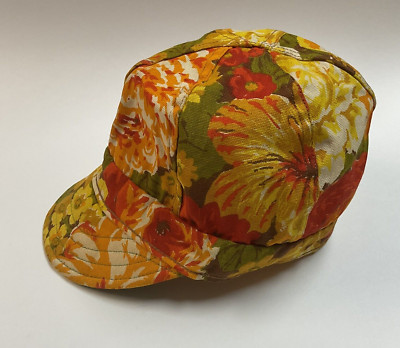 Vintage 70s Kromer Klean Kloth Kap Union Made Floral Cap 7 1/8 Vintage Kromer Klean Kloth Kap 7 1/8 Milwaukee Floral Canvas  main image 2