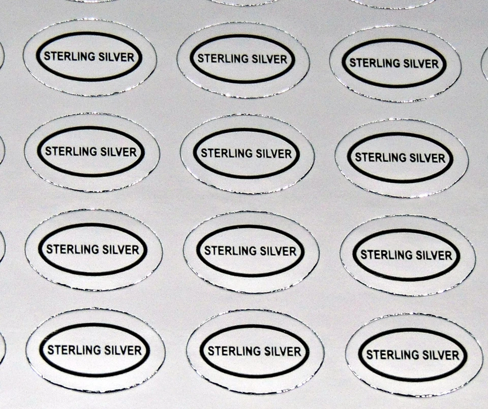 2,000 (2000) Peel Off Adhesive LABELS Oval 1/2" x 5/16" Marked "STERLING SILVER"
