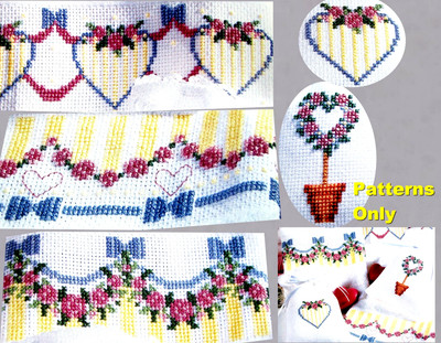 Hearts In Bloom Topiary Bows Blossoms Border Designs CROSS STITCH PATTERNS