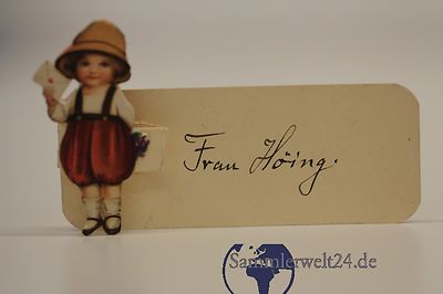  alte Platzkarte Kind mit Brief  vintage old reservation card 1920 