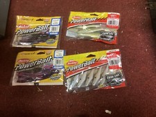Lot of 4 Berkley PowerBait power worms and pogs swimming shad 3” and 4”