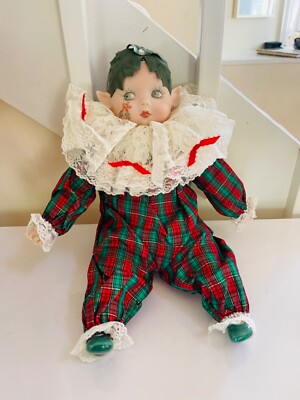 RARE HTF Vintage 1986 Kay McKee 13  Musical Christmas Elf Pixie Doll Ceramics