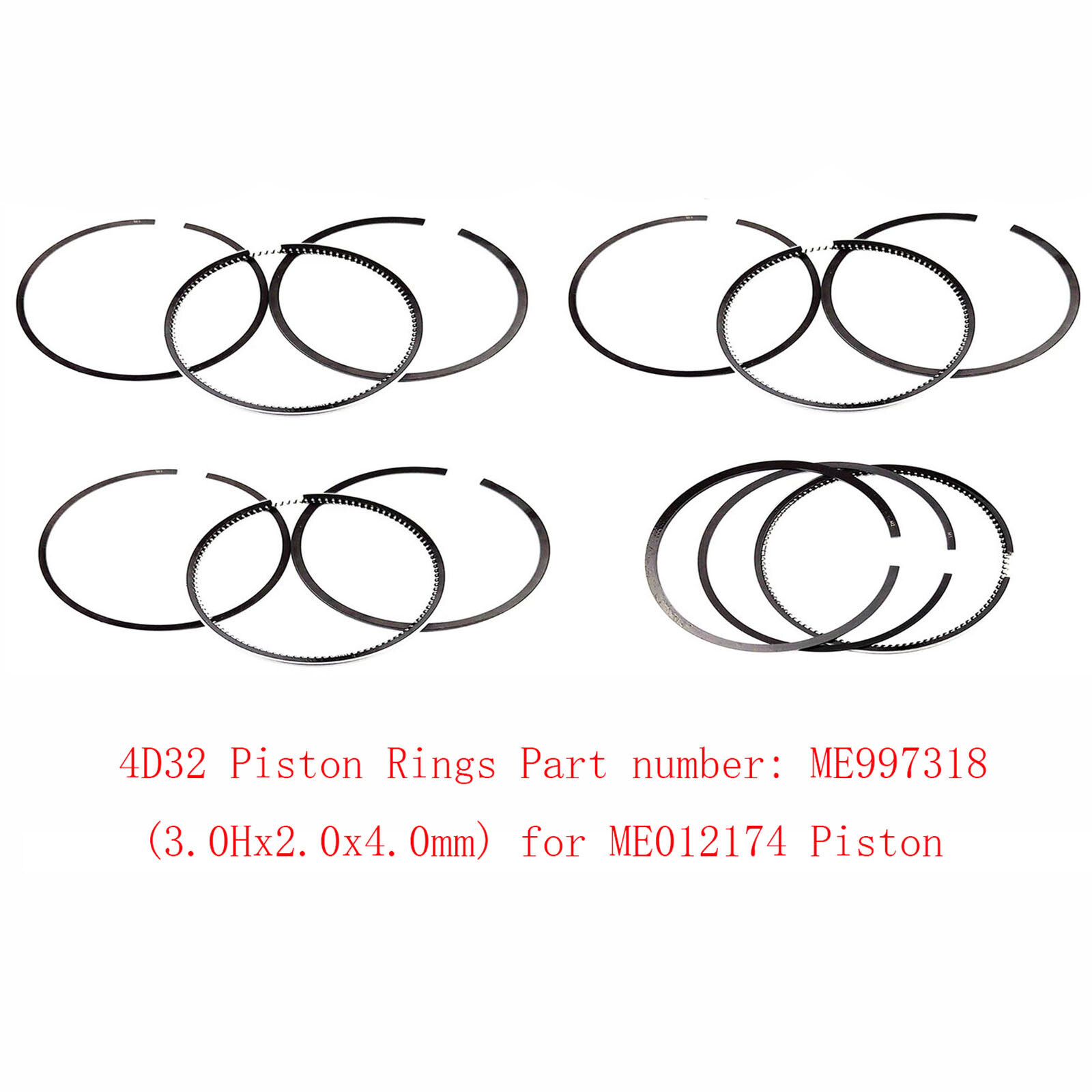 4 Sets Piston Ring ME997318 3.0Hx2.0x4.0mm for Mitsubishi 4D32 3.6  